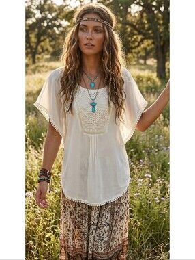 Meadow Rue Anele Blouse Cream Size S